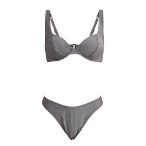 No Boundaries Glitz & Glam Lurex Thread Underwire Swim Top and Bottom Sz XXL 20